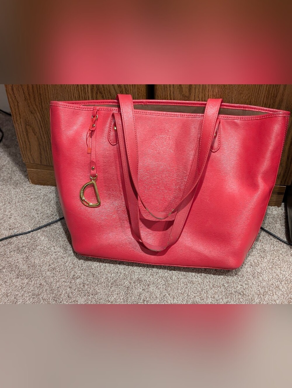 Ralph Lauren Pink Leather Tote Bag - Women's Everyday Shoulder Bag
